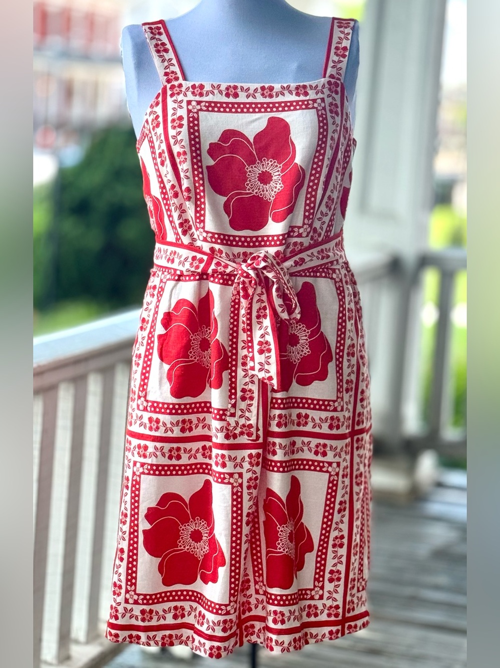 Draper James Red and White Floral Midi Dress